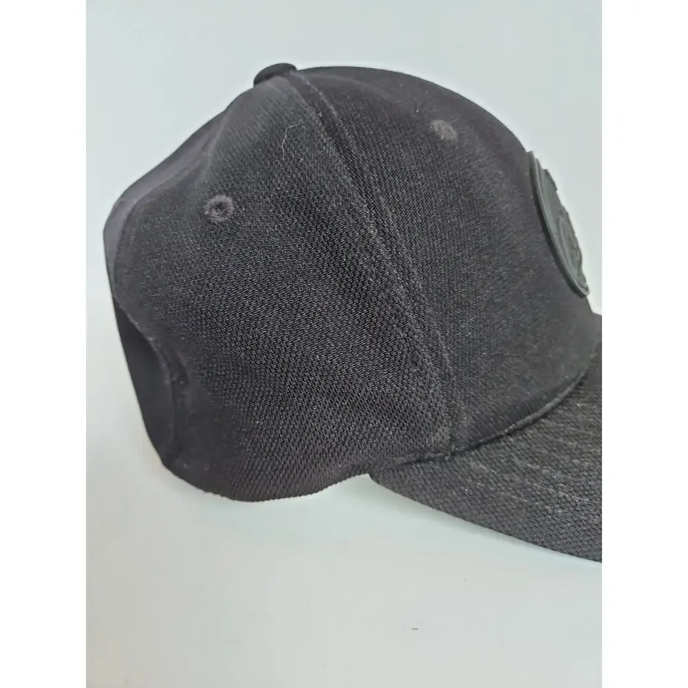 Cinch Flexfit Hat Black S/M Rubber Logo Patch Stretch Fit Western Rodeo Cap